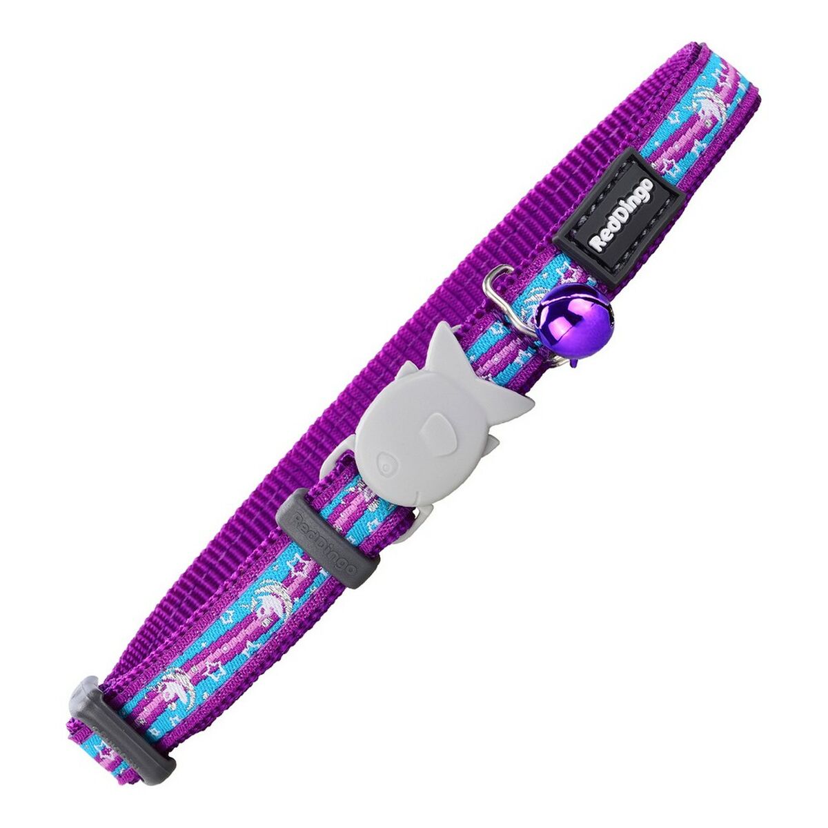 Kissan kaulapanta kellolla säädettävä 20-32 cm, purppura yksisarvinen, kissoille