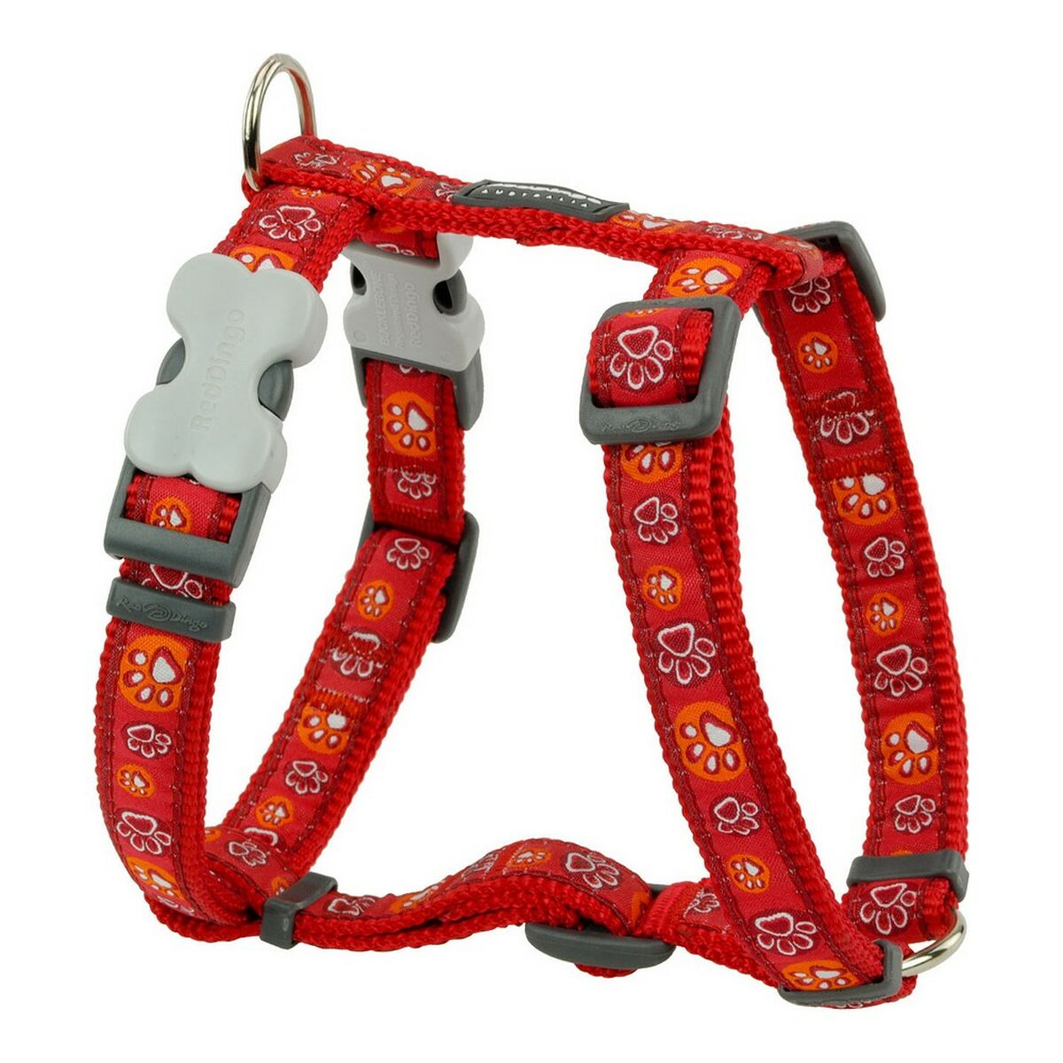 Koiran valjaat säädettävät kaulalle 30-48 cm, koko 36-54 cm, punainen tassukuosi
