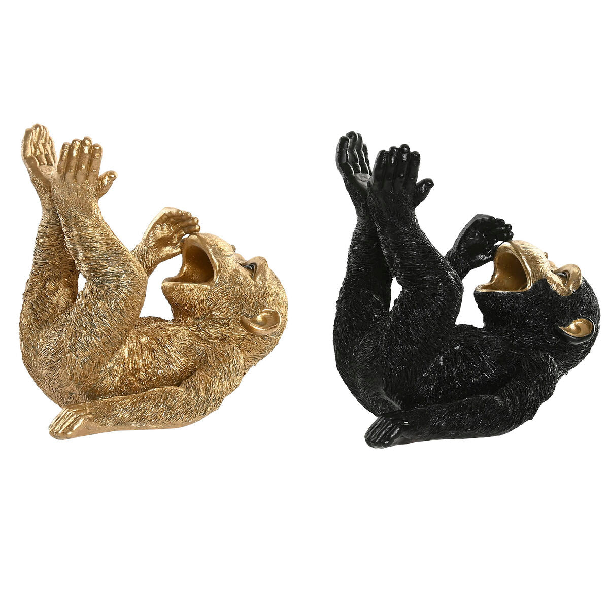 Koristehahmo apina, musta & kullattu, 24,5 x 15 x 22,5 cm, 2 kpl