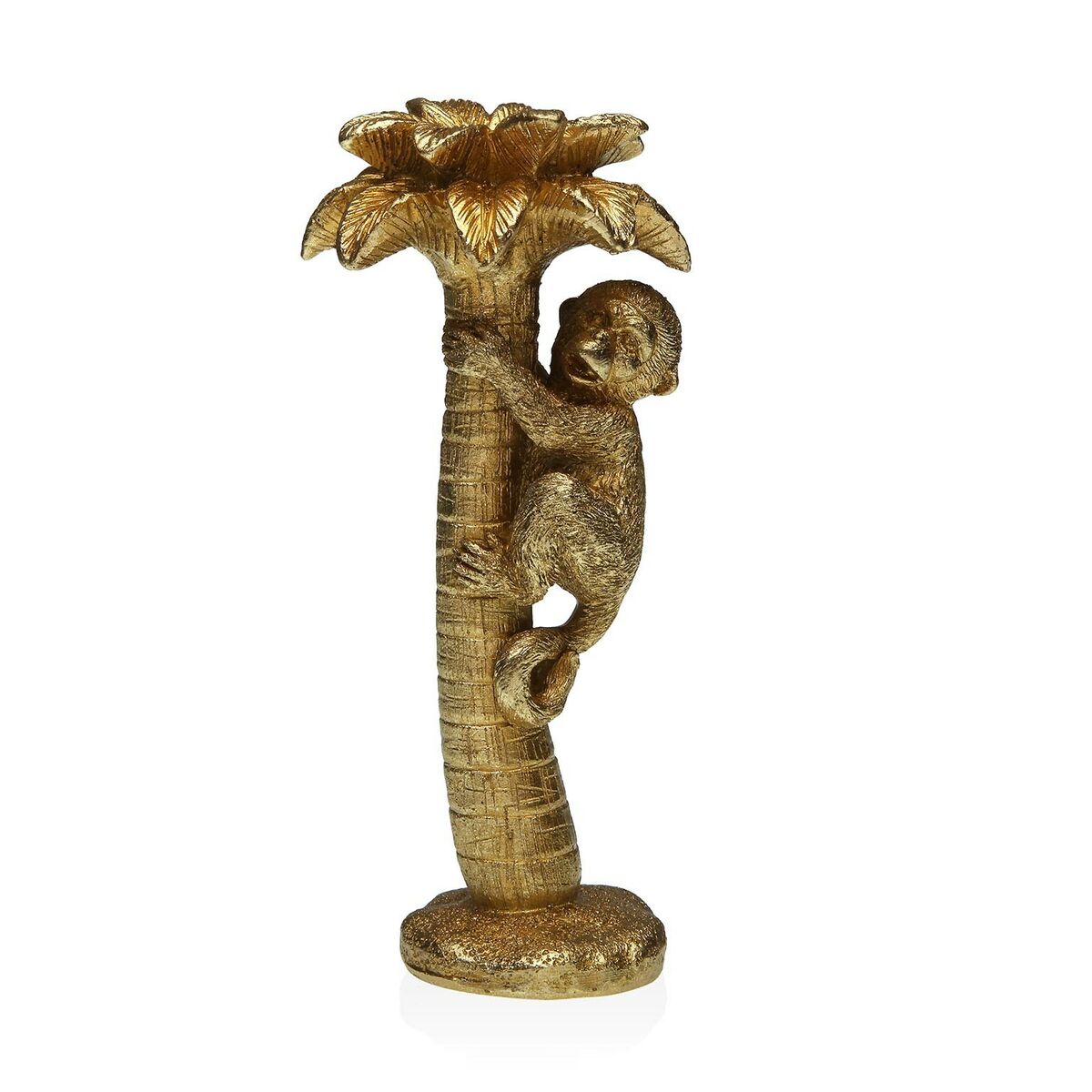 Koristehahmo apina, hartsi 8 x 20 x 8 cm, kultainen palmupuu sisustukseen