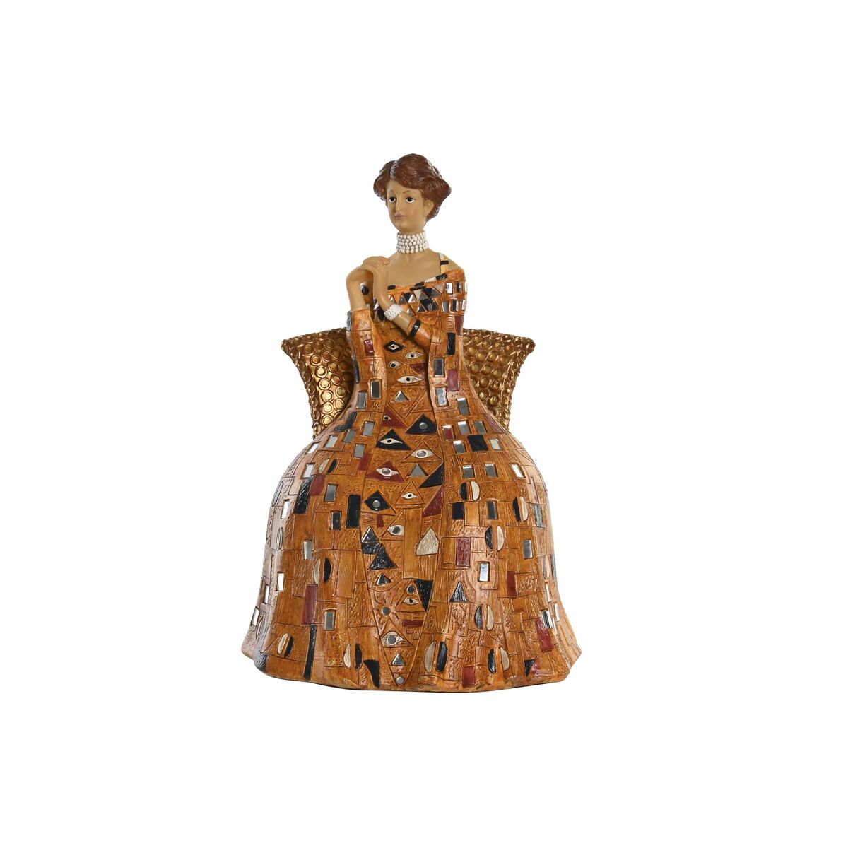 Koristehahmo hartsi keltainen naisfiguuri 21,5 x 18,5 x 31 cm perinteinen