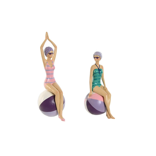 Koristehahmo Välimeren uimari 2 kpl, turkoosi & liila, 12,5×9×26,5 cm, resiinistä