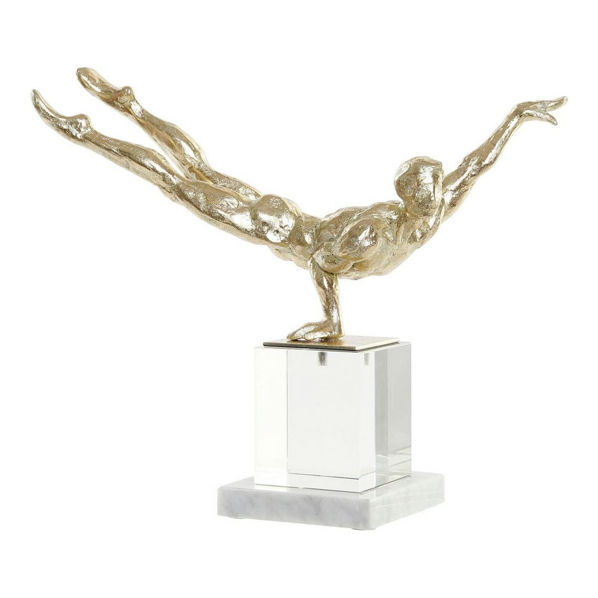Koristehahmo voimistelija, kullattu resin-marmori jalustalla, 30 x 10 x 27 cm