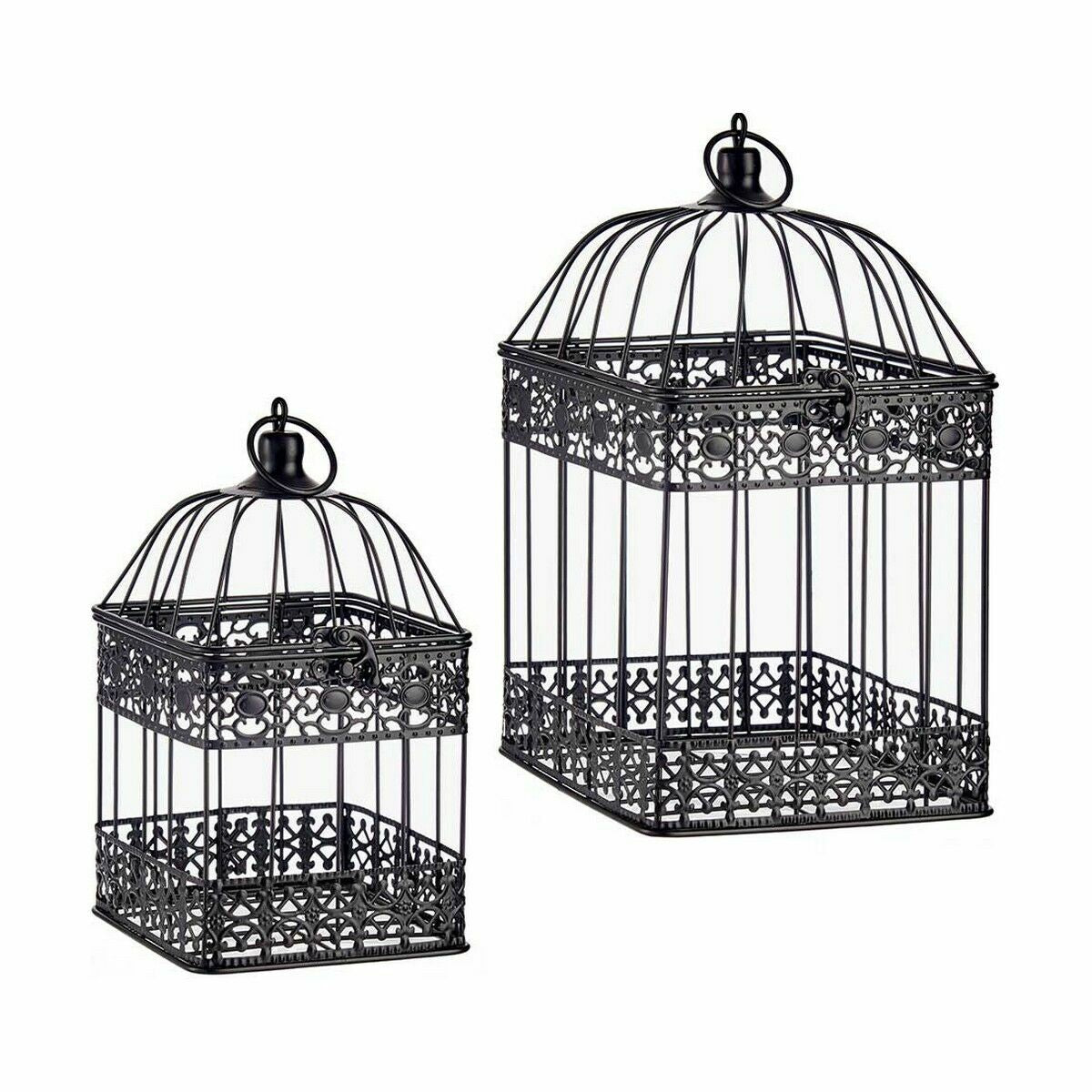 Koristehäkki, metallinen musta, 18 x 35 x 18 & 14 x 14 x 29 cm, setti 4 kpl