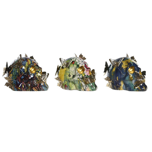 Koristekallo 3 kpl, monivärinen metallihartsikoriste moderni 15,5×10,5×11 cm