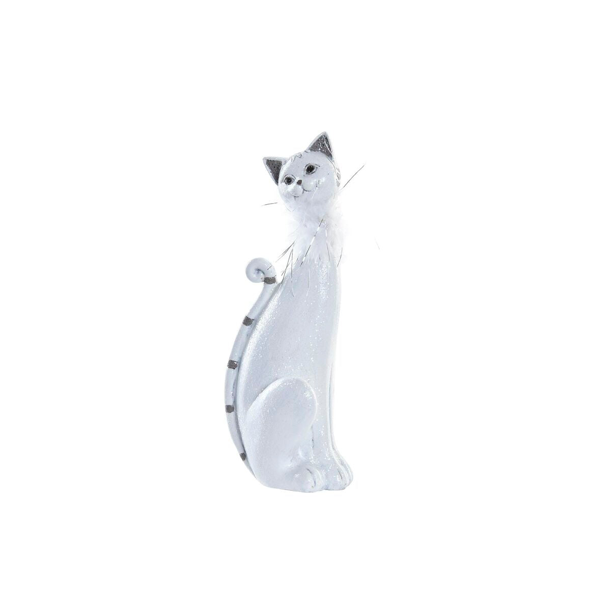 Koristekissa valkoinen 24 cm, romanttinen resiini & metalli, pöytäkoriste