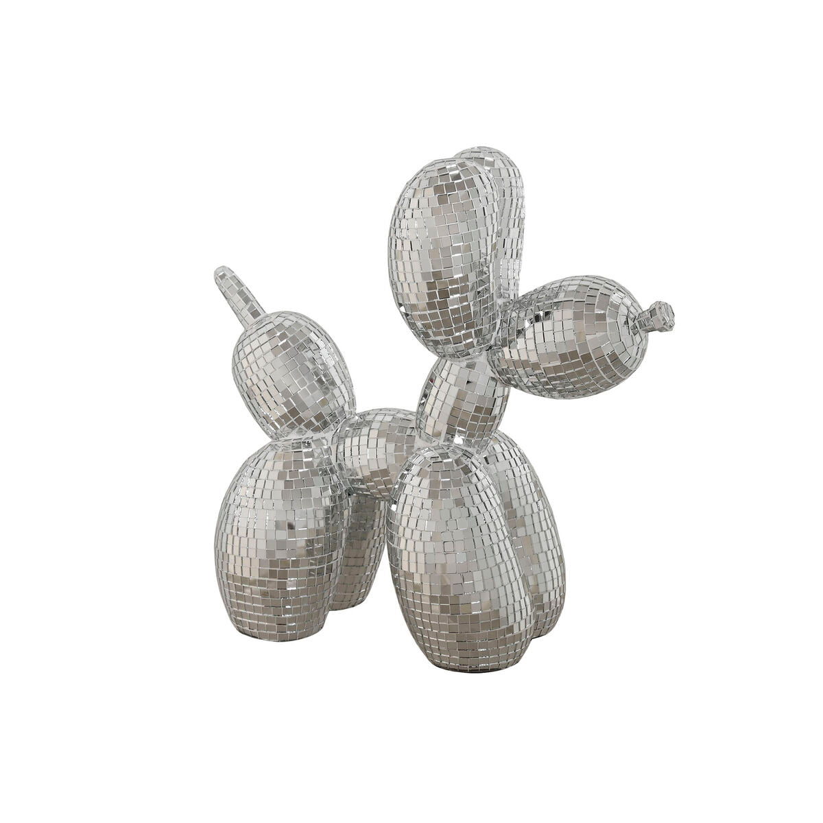 Koristekoira peilimosaiikki, hopea 26 x 12 x 26 cm, moderniin kotiin