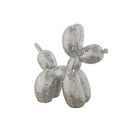 Koristekoira peilimosaiikki, hopea 26 x 12 x 26 cm, moderniin kotiin