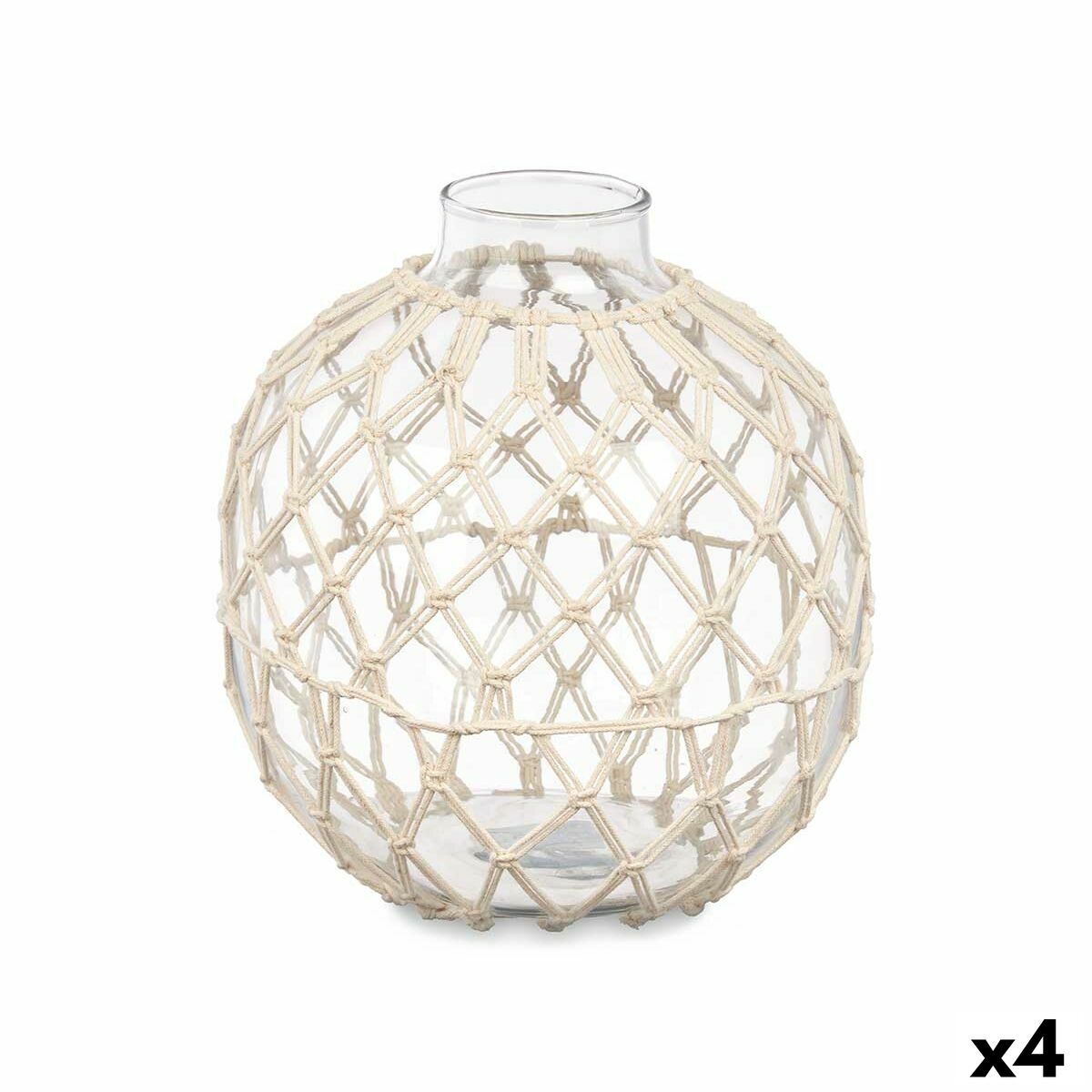 Koristepallo lasia 21 x 23 cm, makramee naruverkko läpinäkyvä, 4 kpl sisustukseen