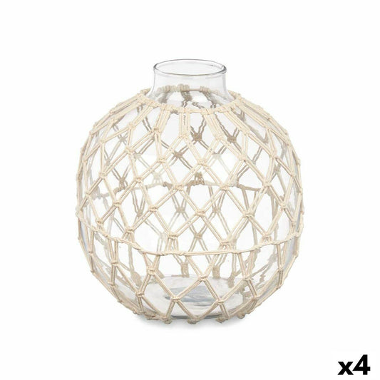 Koristepallo lasia 21 x 23 cm, makramee naruverkko läpinäkyvä, 4 kpl sisustukseen