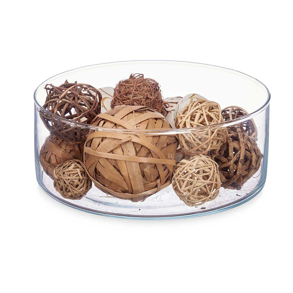 Koristepallosetti 12 kpl, puu, valkoinen & ruskea, sisustukseen 20×30×10 cm