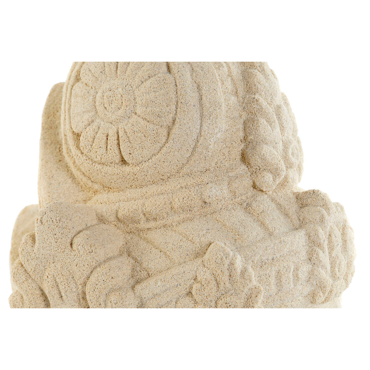 Koristepatsas buddha-pää, sementti & puualusta, 21 x 17 x 37 cm, ruskea