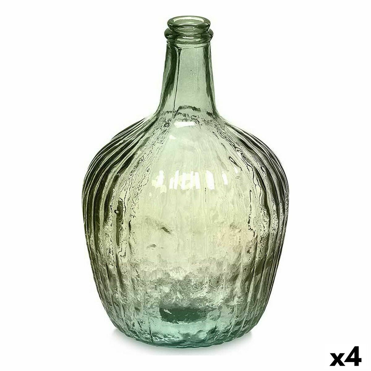 Koristepullo 4 L vihreä raidallinen uurrettu lasi 17 x 29 x 17 cm, 4 kpl