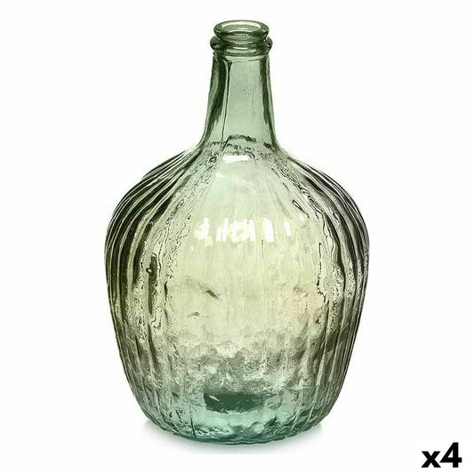 Koristepullo 4 L vihreä raidallinen uurrettu lasi 17 x 29 x 17 cm, 4 kpl