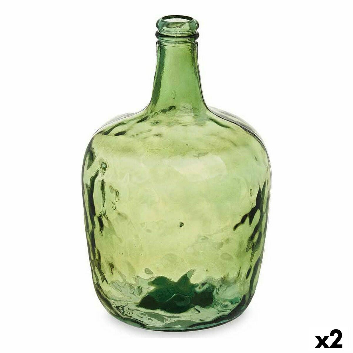 Koristepullo 8 l vihreä, sileä kierrätyslasi käsityö 22 x 37,5 x 22 cm, 2 kpl