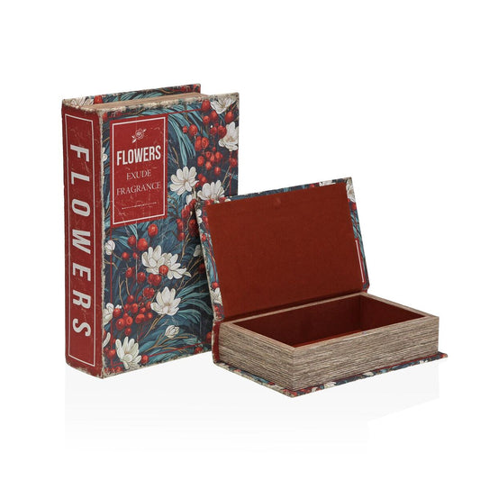 Koristerasia kirja kukkakuosi, MDF & kangas, 2 kpl, sisustukseen, 7×27×18 cm