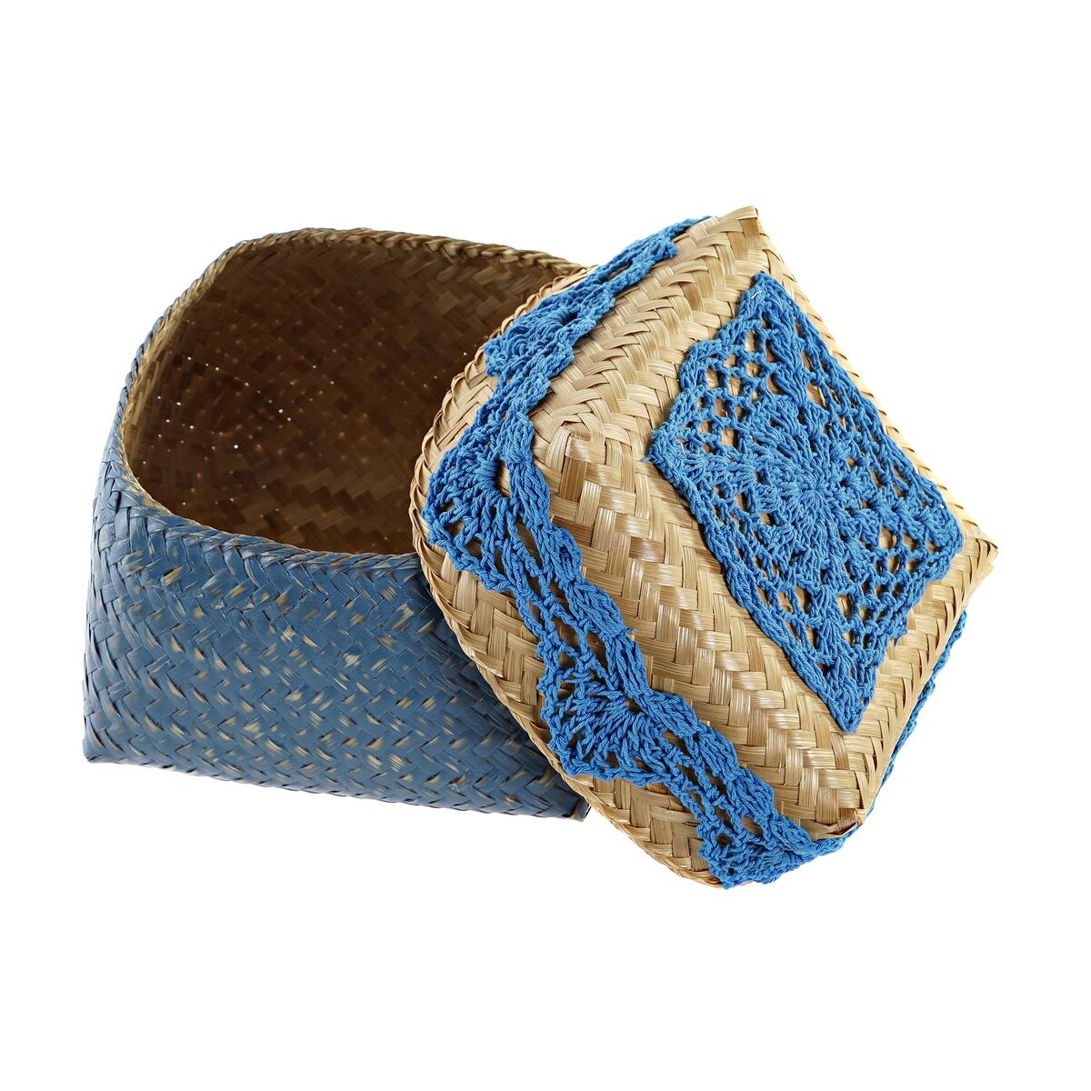 Koristerasiasetti bambu boho sininen turkoosi vaaleanharmaa, 3 kpl, säilytykseen