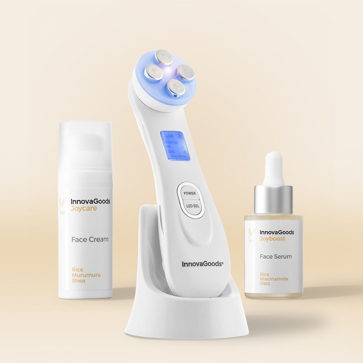 Kasvohoitopaketti korjaava, RF-fototerapia & EMS-laite + seerumi 30 ml