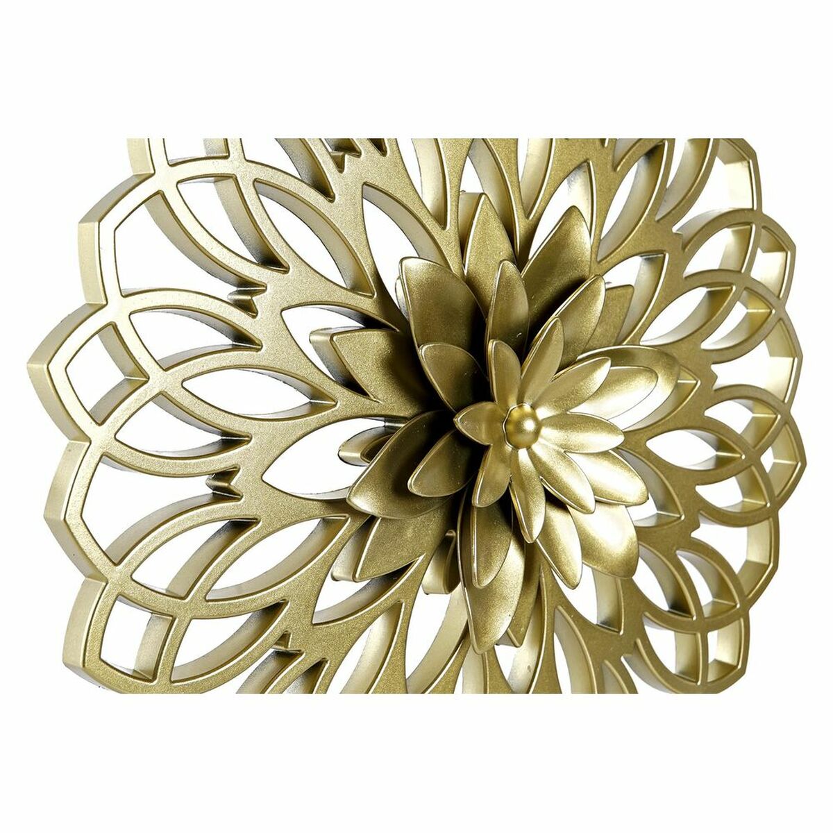 Koristehahmo kukka, kullanvärinen alumiini & PP, neoklassinen, 4 kpl, 25x2x25 cm