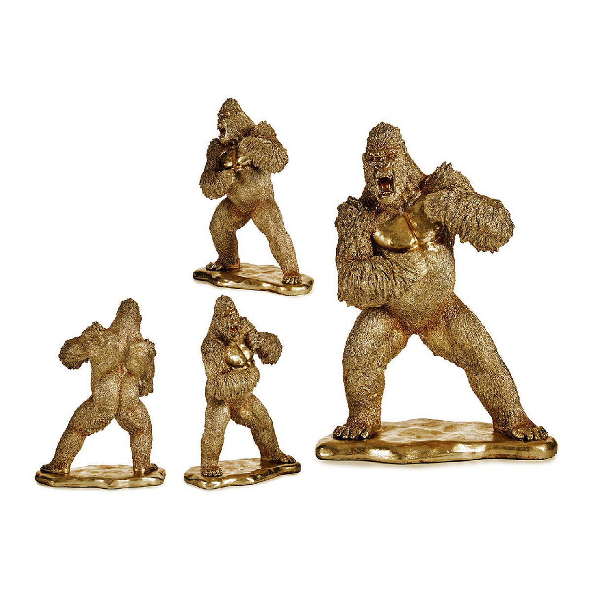 Kultainen gorilla koristehahmo, vihainen asento 25 × 56 × 42 cm, resiinistä, sisustus