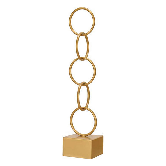 Kultainen koristehahmo renkaat, metallinen koriste 12,5 x 60,5 x 12,5 cm kotiin