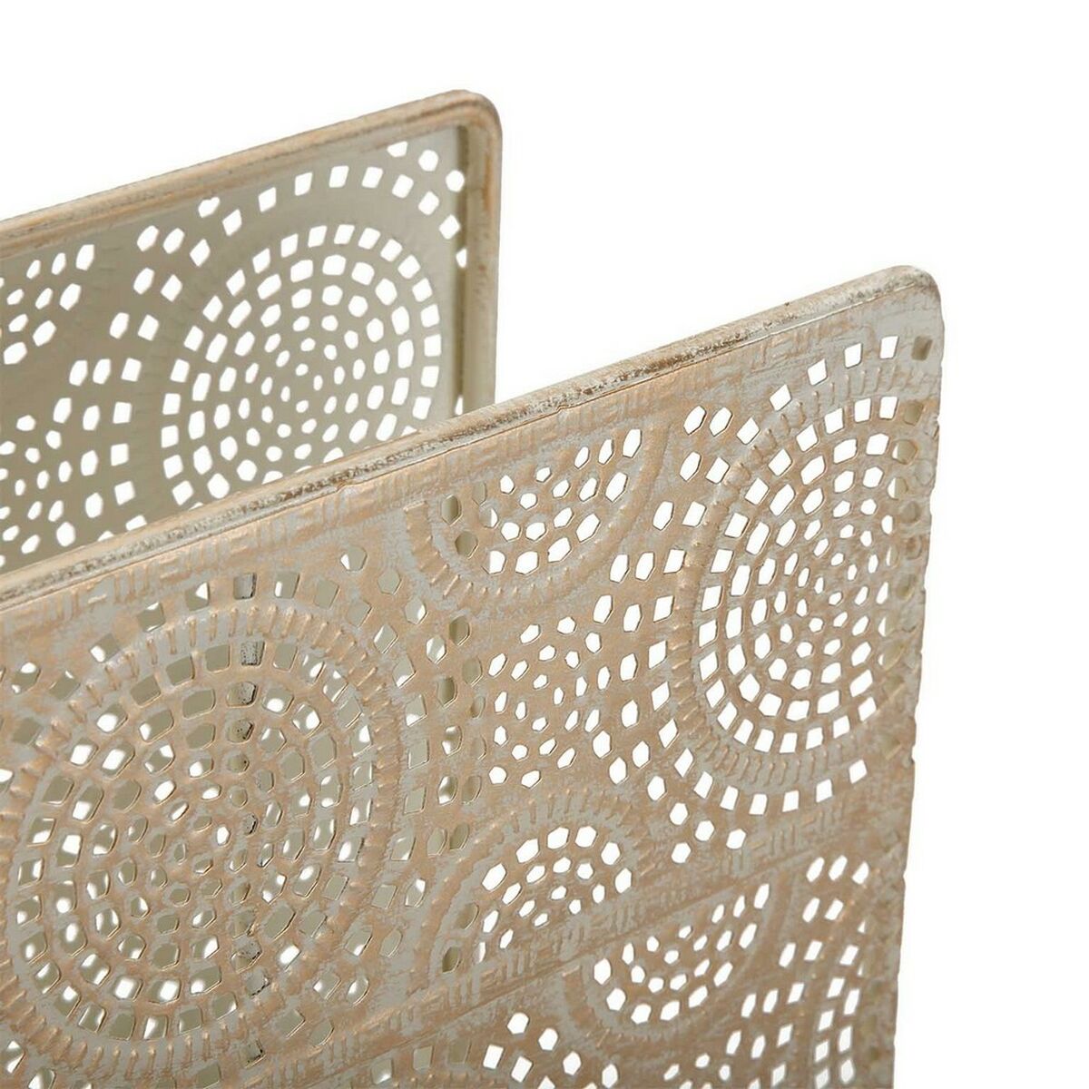 Lehtiteline, kultattu metalli, reikäkuvio, tyylikäs olohuone, 10,2×30,5×40 cm