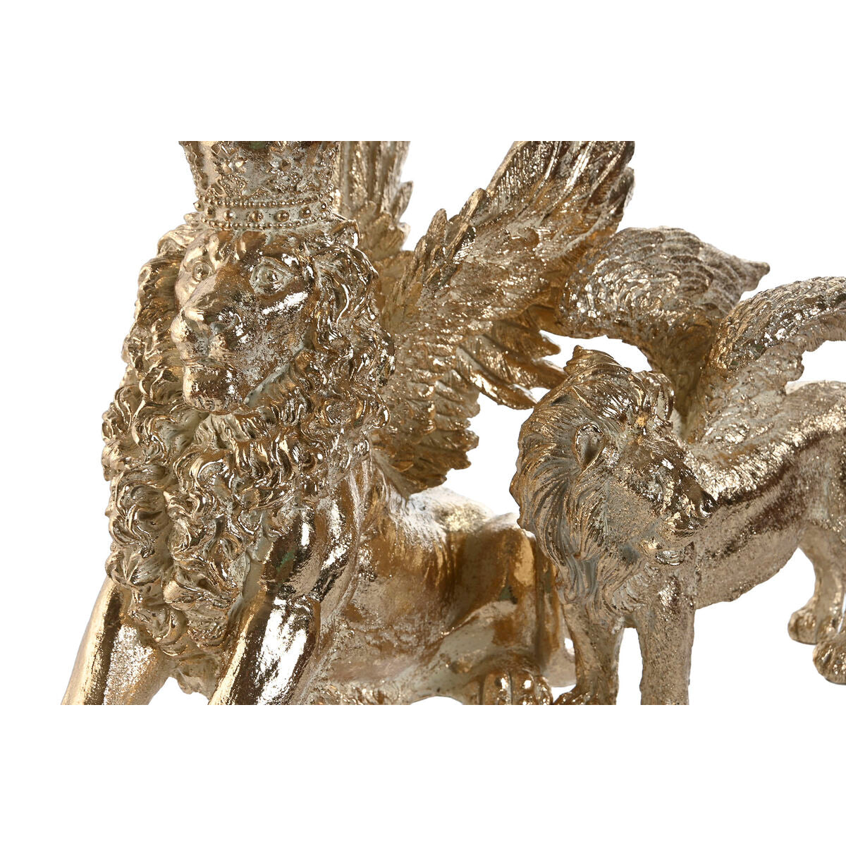 Kultainen leijona koristehahmo, polyresin, 20x10,5x17,5 & 29x13x25 cm (2 kpl)