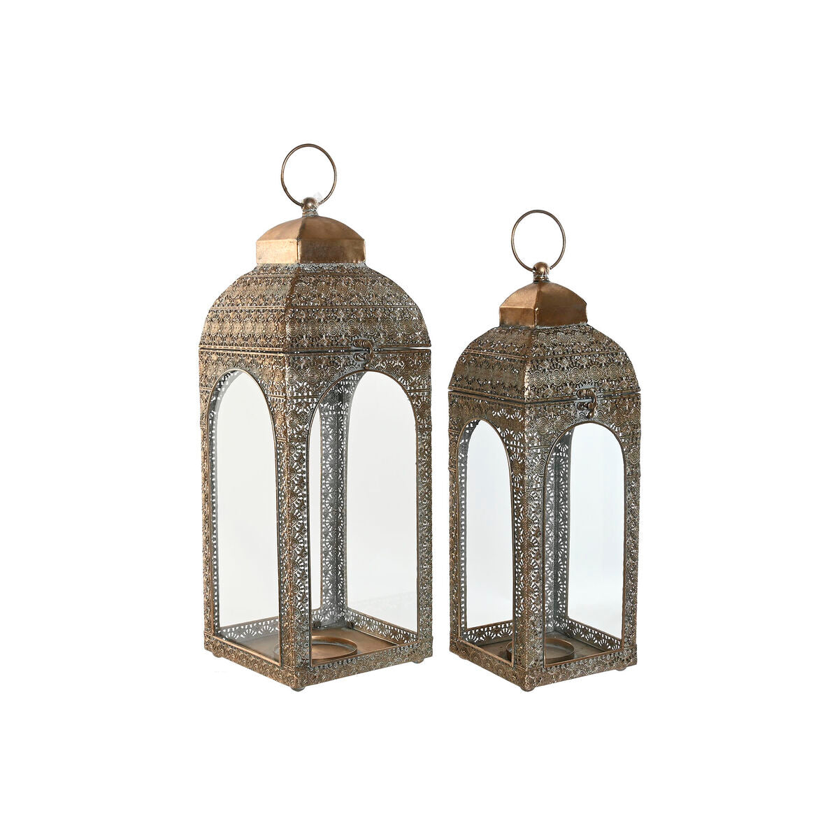 Koristelyhty arabityyli kultainen metallia & kristalli 20 x 20 x 56 cm, 2 kpl