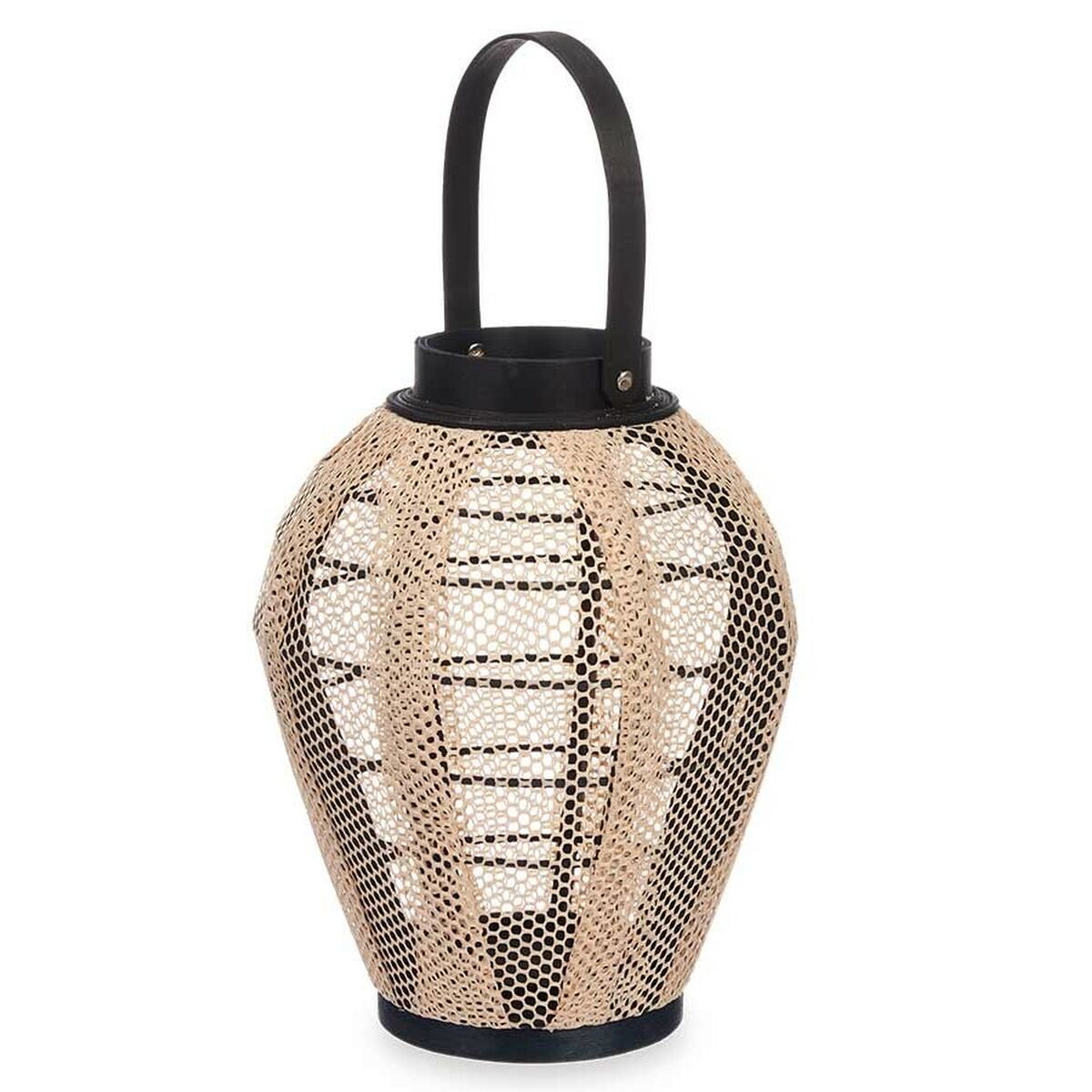 Kynttilälyhty musta-beige, puu & lasi, 25×30×25 cm, 2 kpl, sisä/ulko