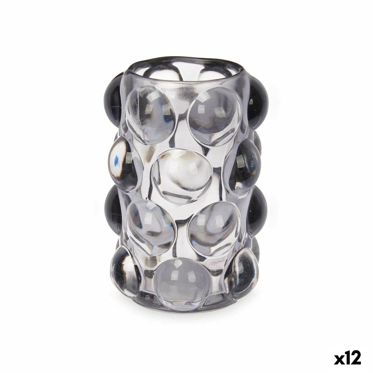 Kynttilänjalka harmaa kristalli 8,4 x 12,5 cm mikrohelmet, 12 kpl, tuikkukippo
