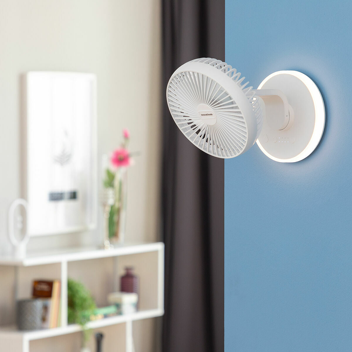Ladattava pöytätuuletin, hiljainen LED-valolla 4000 mAh Ø6,6''