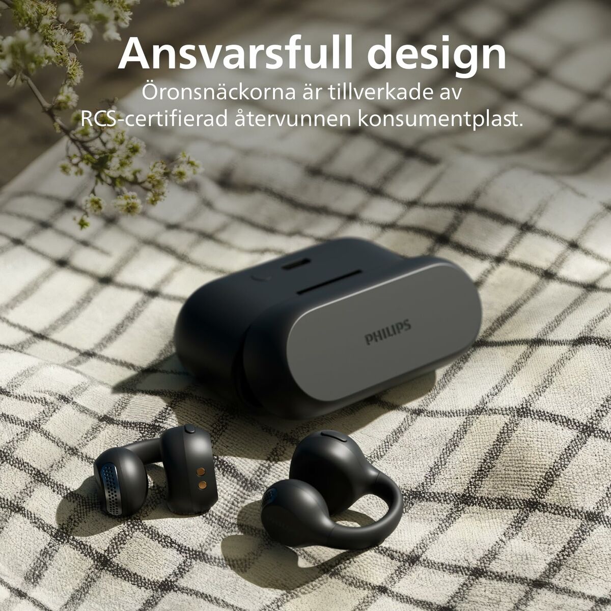 Langattomat Bluetooth-kuulokkeet TWS, mikrofonilla & USB-C, musta, IPX4, Philips