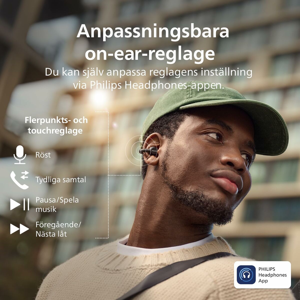 Langattomat Bluetooth-kuulokkeet TWS, mikrofonilla & USB-C, musta, IPX4, Philips