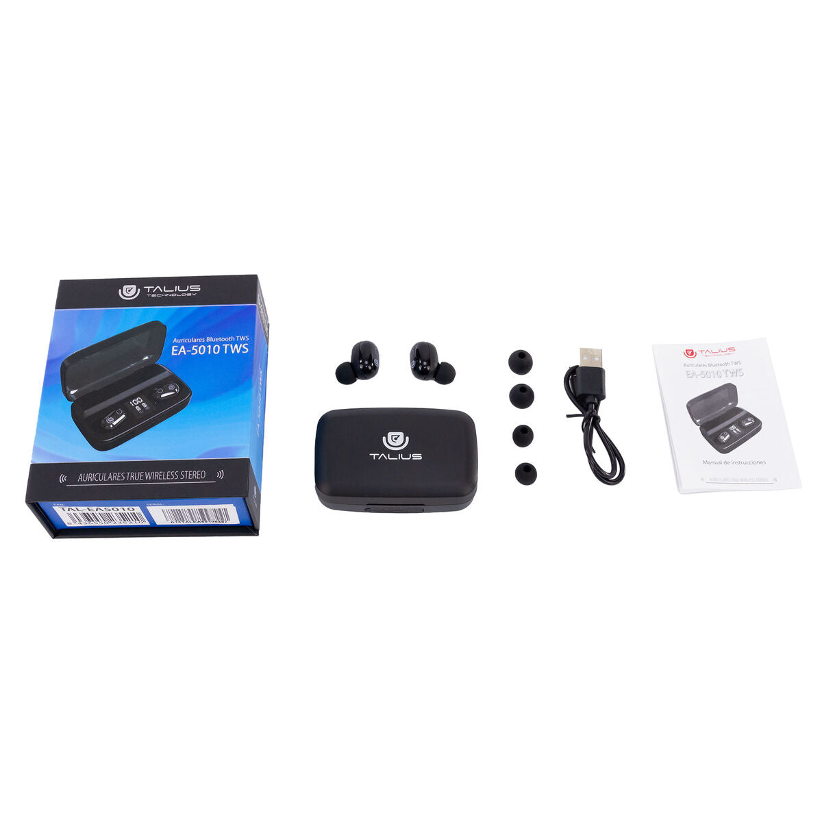 Langattomat in-ear Bluetooth-kuulokkeet kosketus, latauskotelo LED, musta