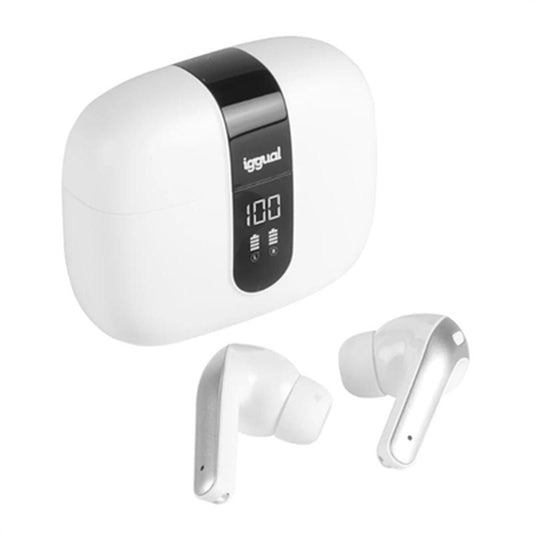 Langattomat in-ear Bluetooth-kuulokkeet, latauskotelo näytöllä valkoinen iggual