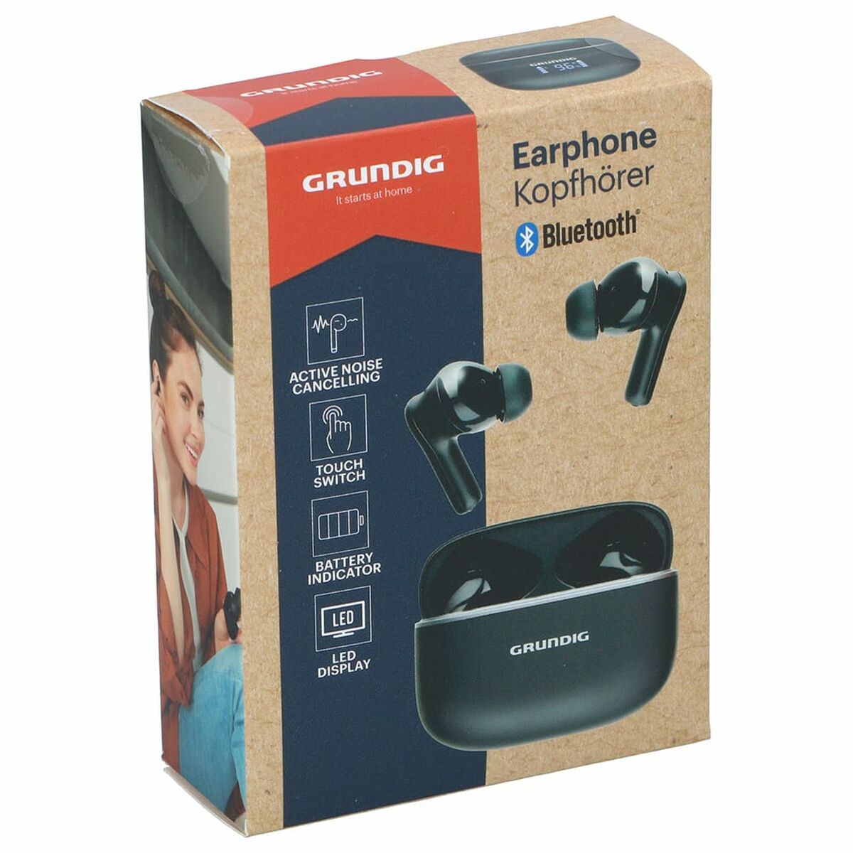 Langattomat nappikuulokkeet Bluetooth, melunvaimennus & kosketusohjaus, USB-C