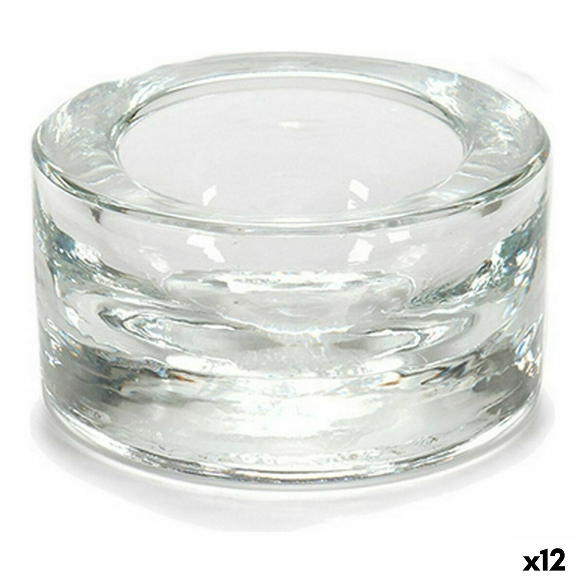 Lasinen kynttilänjalka läpinäkyvä tuikkukynttilälle 7 x 3,5 x 7 cm, 12 kpl