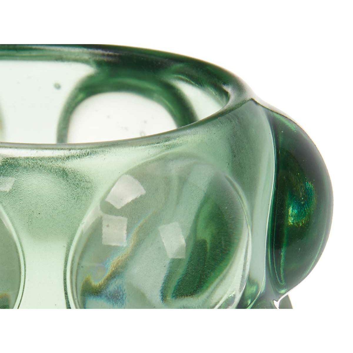 Kynttilänjalka lasinen vihreä kristalli mikrohelmet 8,4×9×8,4 cm, 12 kpl