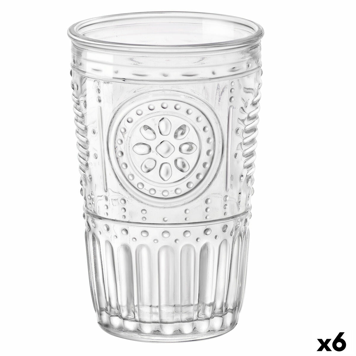 Juomalasi 340 ml 6 kpl, läpinäkyvä kuvioitu Romantic-malli - Bormioli Rocco