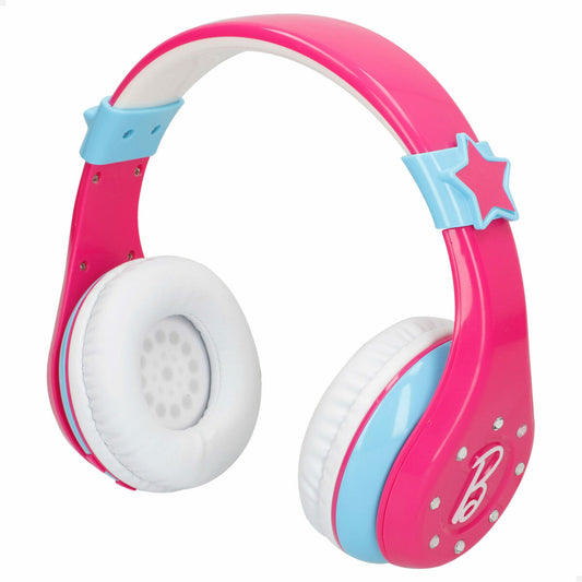 Lasten Bluetooth-kuulokkeet, pinkki-vaaleansininen, pehmustetut, Barbie