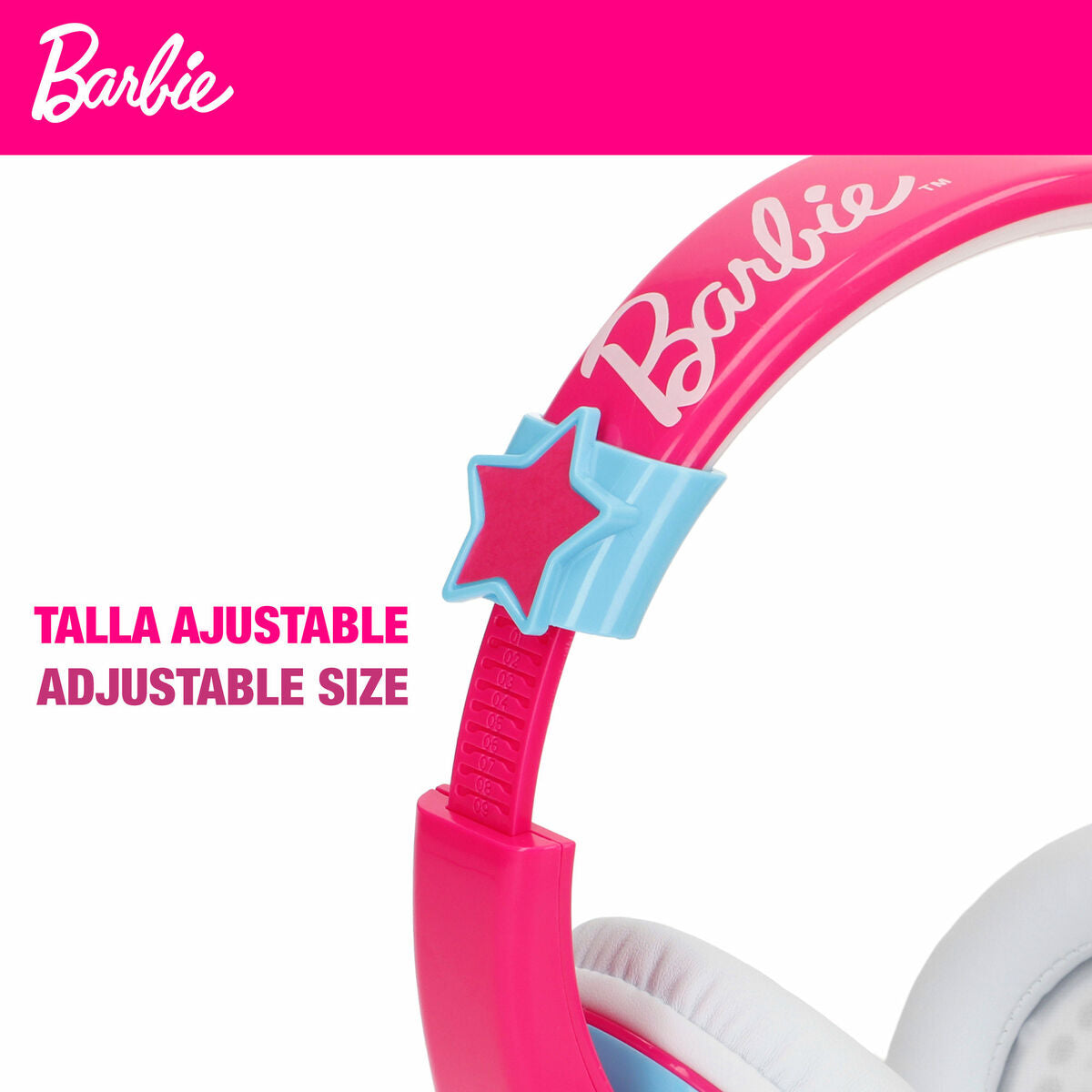 Lasten Bluetooth-kuulokkeet, pinkki-vaaleansininen, pehmustetut, Barbie