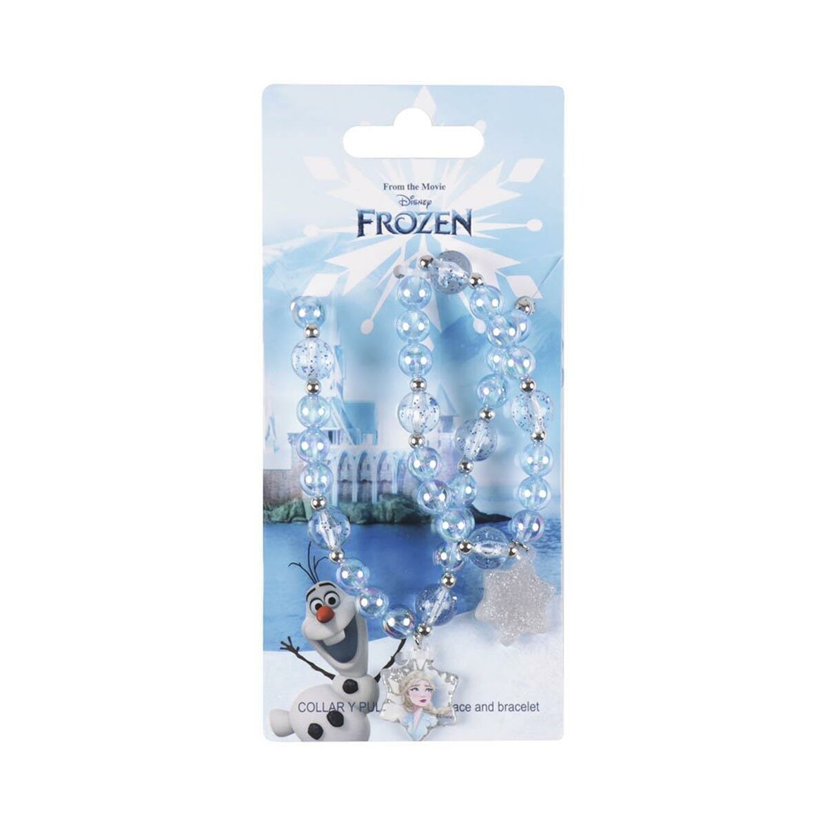 Lasten korusetti, sininen kaulakoru & rannekoru 2 osaa, Frozen-lisenssi