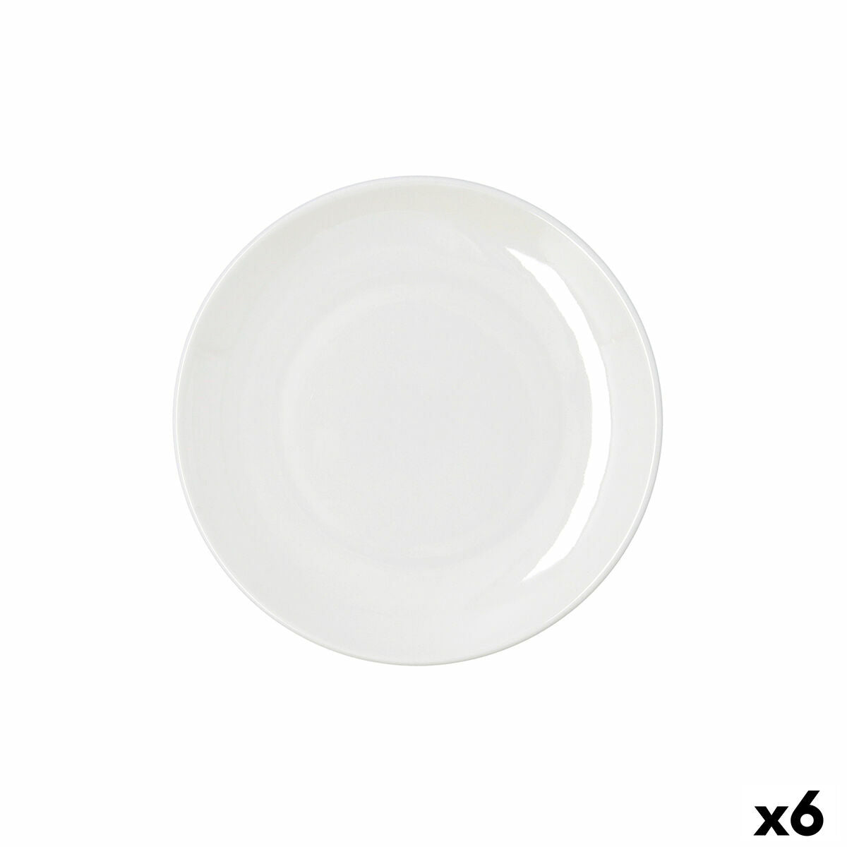 Lautanen 21 cm, litteä valkoinen keramiikka, 6 kpl, astiasetti arkikäyttöön
