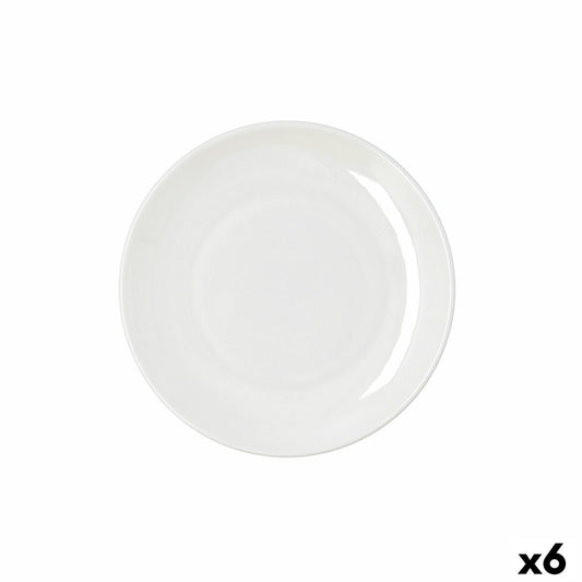 Lautanen 21 cm, litteä valkoinen keramiikka, 6 kpl, astiasetti arkikäyttöön