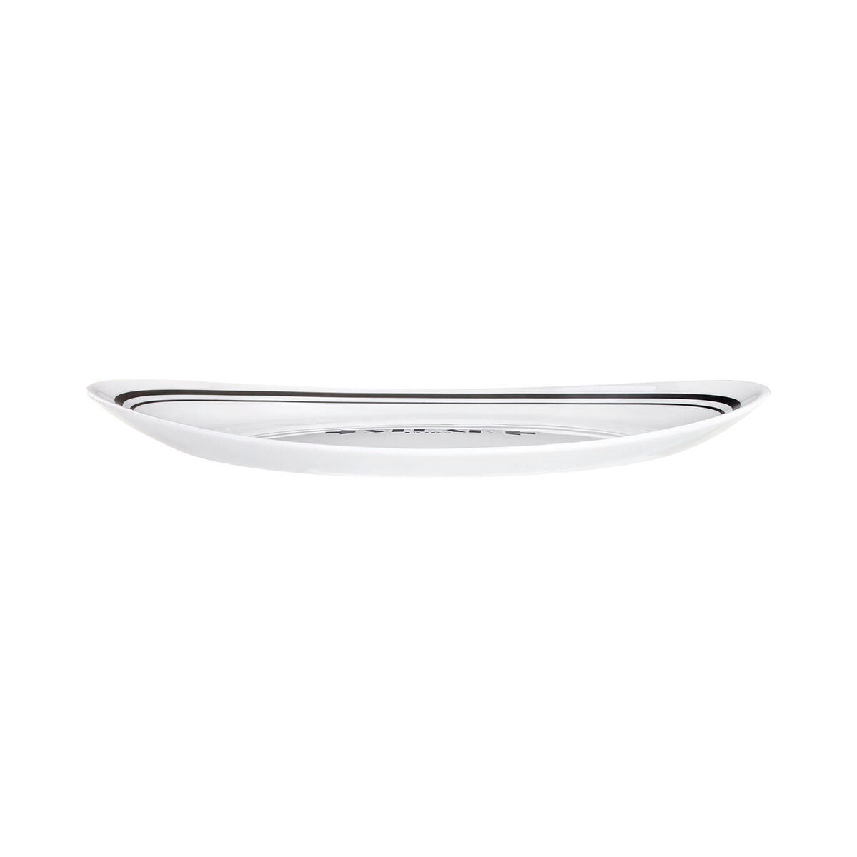 Litteä lautanen 30 cm, liha-annos, valkoinen ja musta, pinottava, 12 kpl