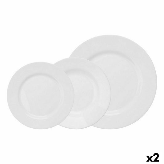 Lautasetti 12 osaa, valkoinen - 4x26,5/4x20,5/4x19 cm, astiastosetti, 2 kpl