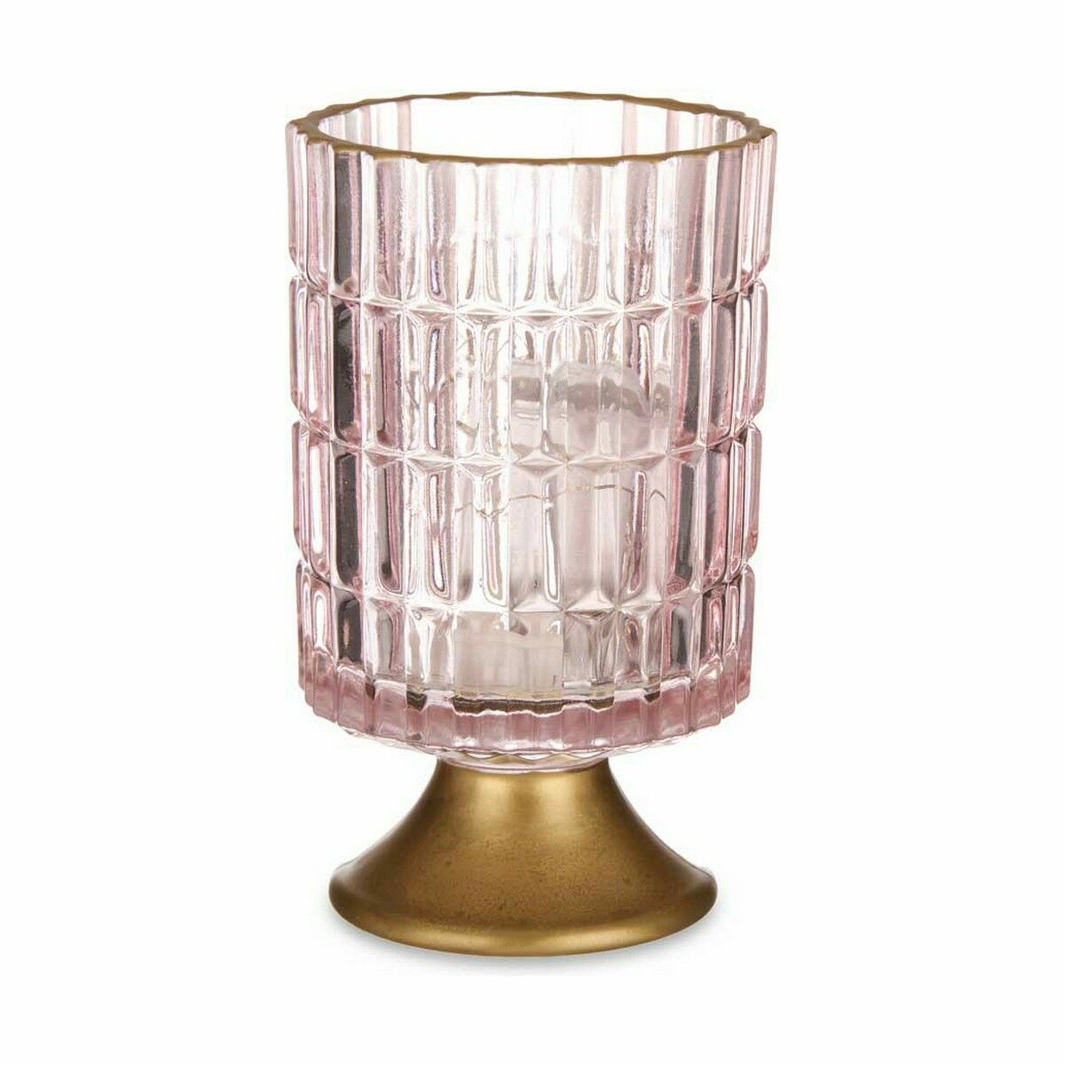 LED-lyhty pinkki lasi kullattu jalka paristokäyttö, 6 kpl, 12 LED, 10,7x18x10,7