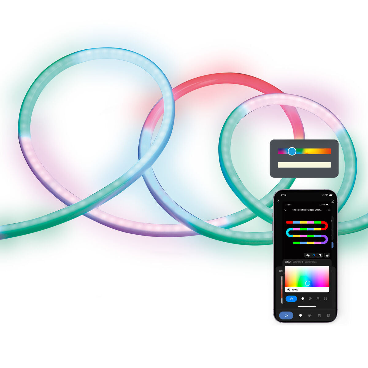 LED-neon-nauha IP65 3 m, älyvalo Bluetooth & Wi-Fi, 32 W 380 lm, sisustusvalo