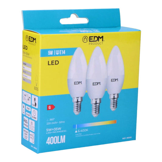LED-polttimo E14 400 lm 6400 K, kynttilälamppu pakkaus 3 kpl 5 W Ø3,6×10 cm