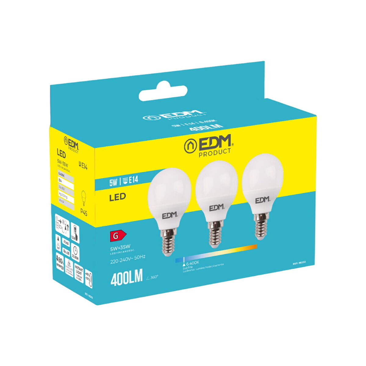 LED-polttimo E14 5W 400 lm 6400K, 3 kpl, Ø4,5×8 cm, 25000 h